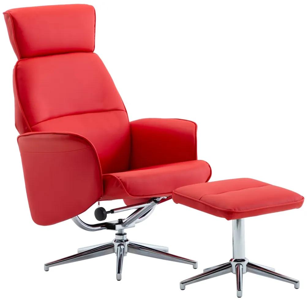 289877 vidaXL Cadeira reclinável c/ apoio pés couro artificial vermelho