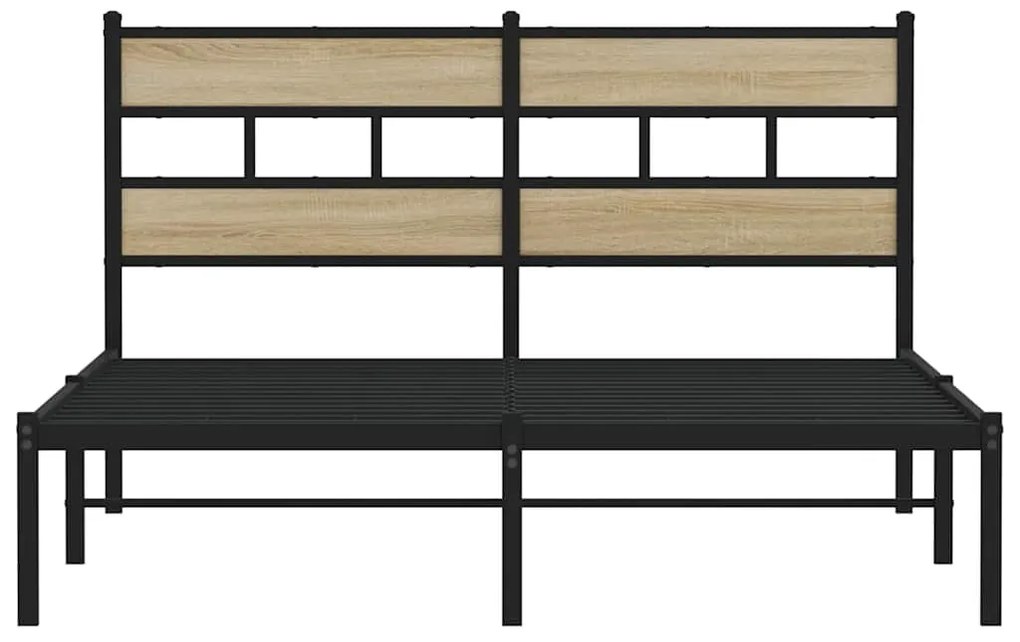 Estrutura de cama sem colchão 135x190 cm metal carvalho sonoma