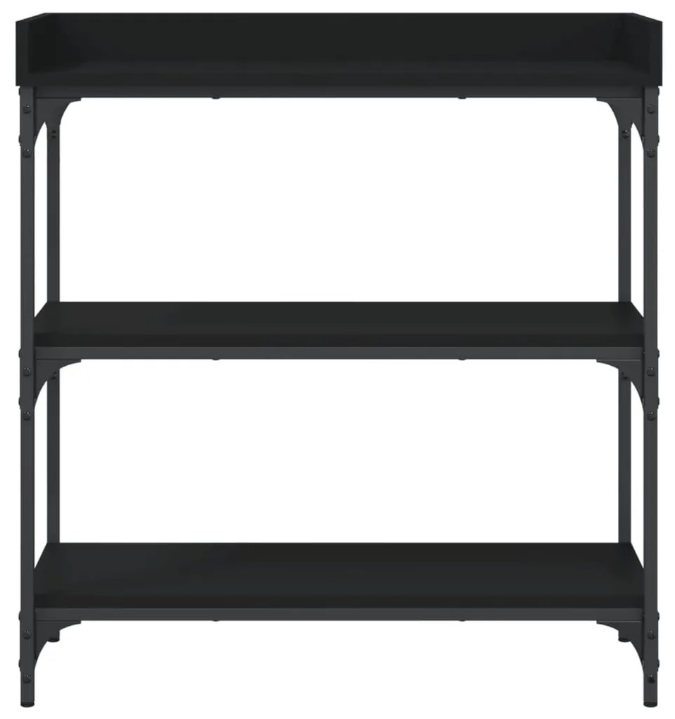 Mesa consola c/ prateleiras 75x30x80 cm preto