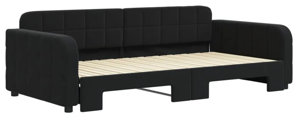 Sofá-cama com gavetão 100x200 cm veludo preto