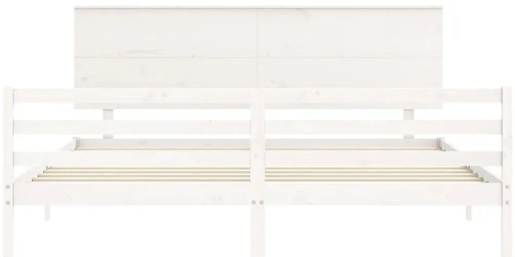 Estrutura de cama com cabeceira 200x200cm madeira maciça branco