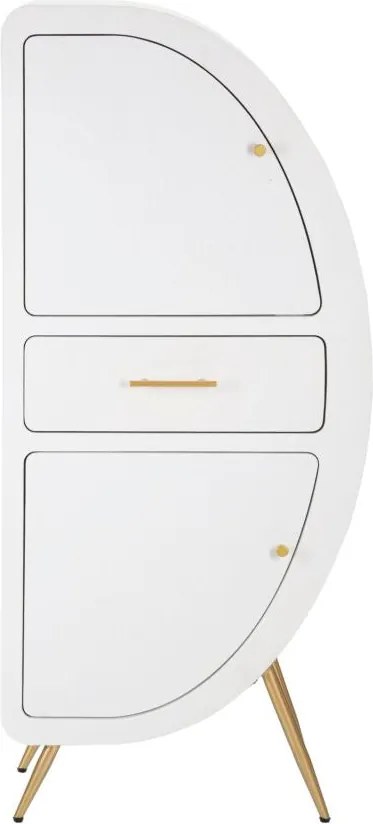 Aparador Venus com 2 Portas e Gaveta – 60x32x133 cm – Branco e Dourado