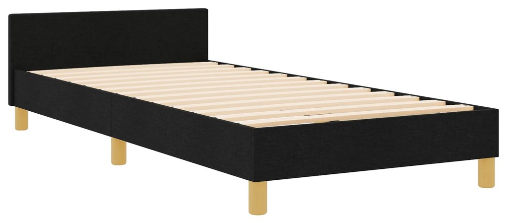 Cama Preta 90x200 cm em Tecido