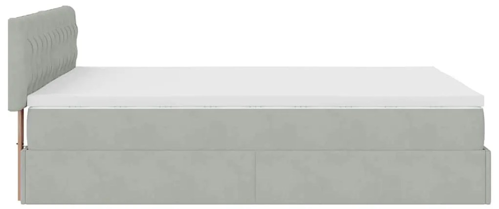 Estrutura de cama otomana com colchão 140x200 cm cinzento claro