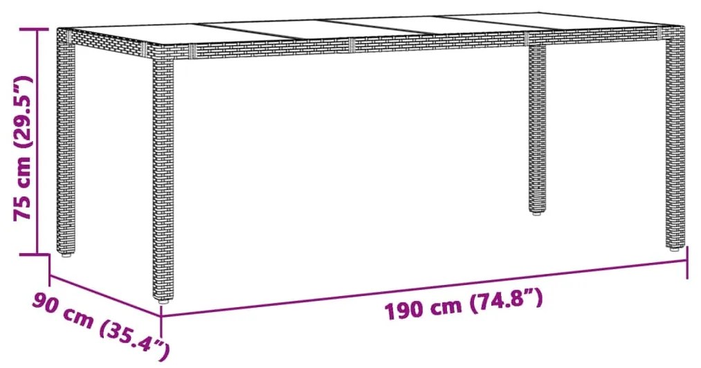 7 pcs conjunto de bistrô p/ jardim c/ almofadões vime PE preto