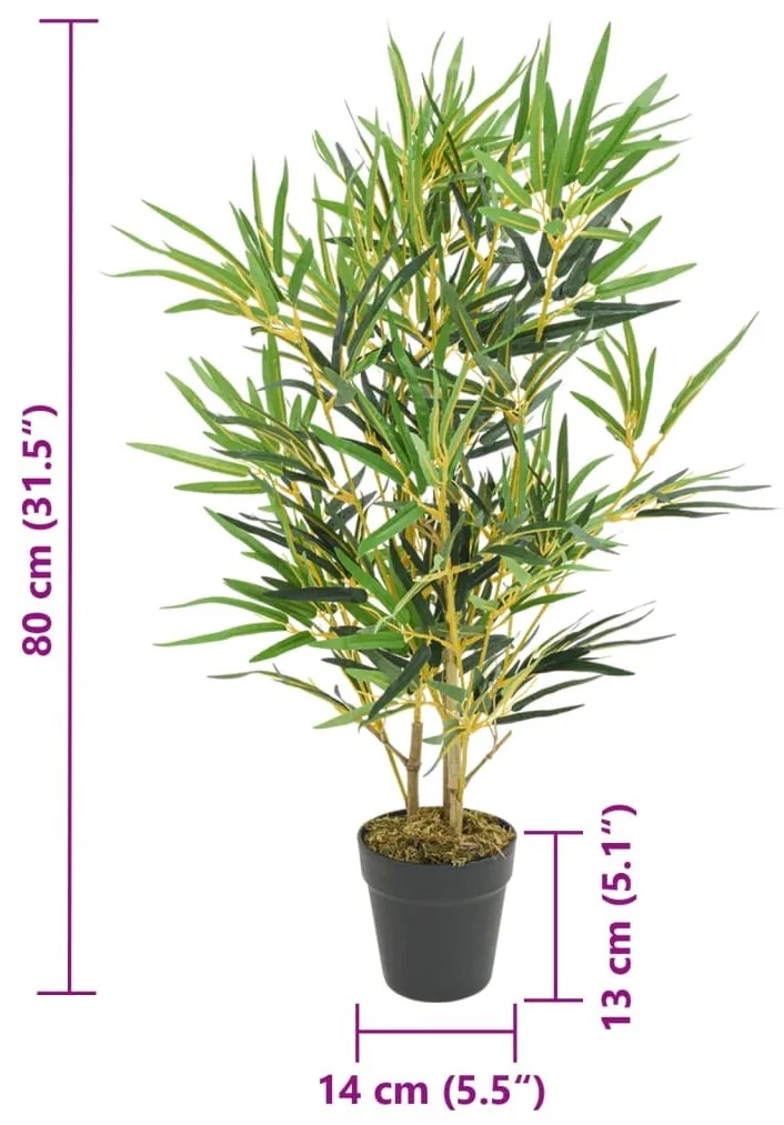 Árvore de bambu artificial 368 folhas 80 cm verde