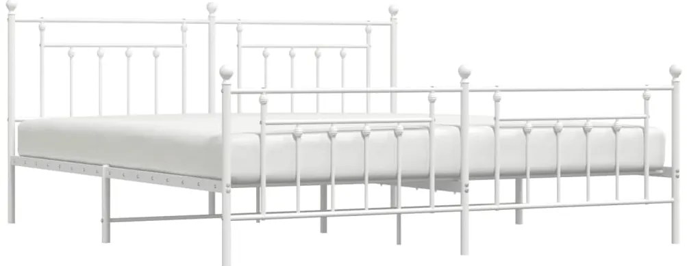 Estrutura de cama com cabeceira e pés 200x200 cm metal branco