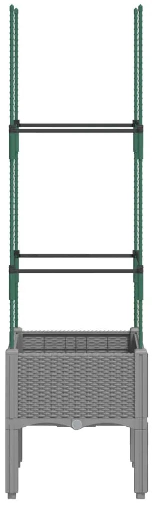 Vaso/floreira jardim c/ treliça 40x40x142,5cm PP cinzento-claro
