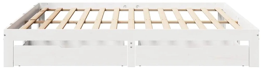 Estrutura de cama c/ gavetas 180x200 cm pinho maciça branco