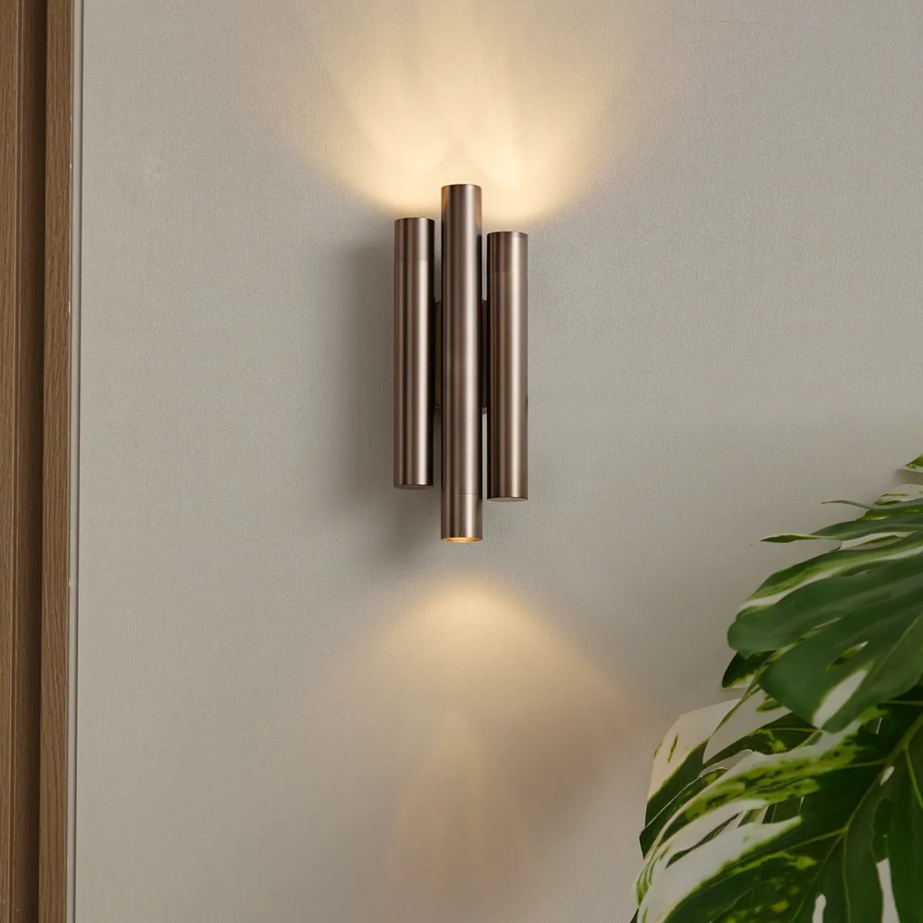 Candeeiro de Parede Moderno Bronze Escuro 3 Luzes - Pipes