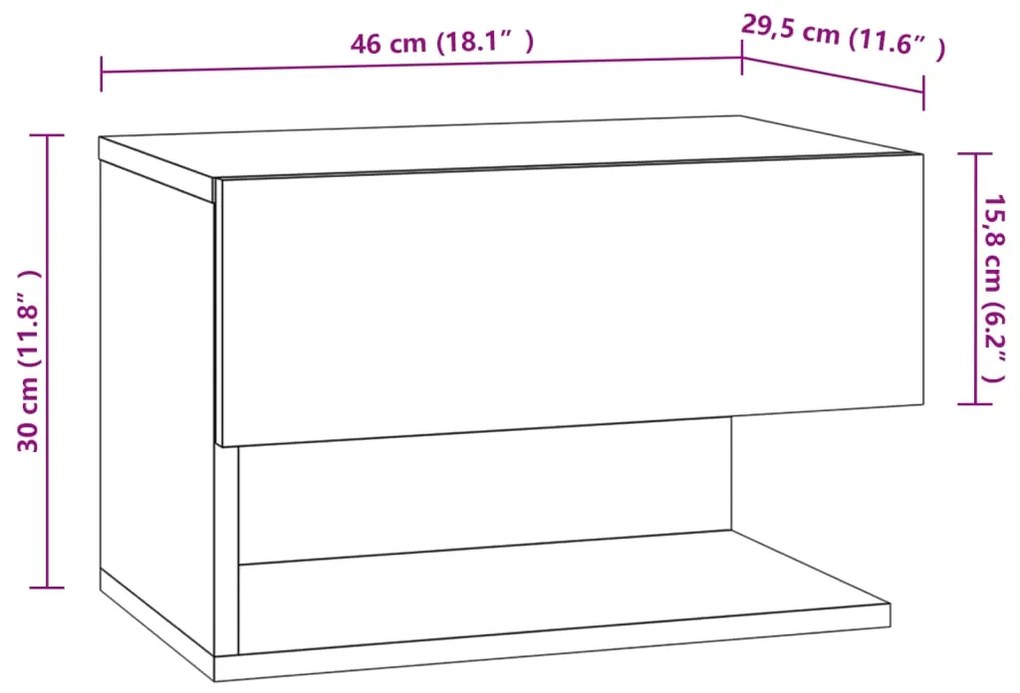 Mesa de cabeceira montagem na parede carvalho castanho