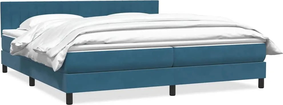 vidaXL Cama com molas/colchão 180x220 cm veludo azul-escuro