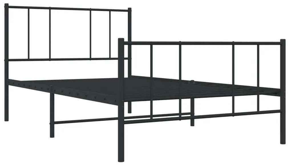 Estrutura de cama com cabeceira e pés 107x203 cm metal preto