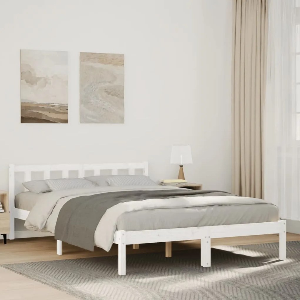 Cama extra longa sem colchão 160x210 cm pinho maciço branco