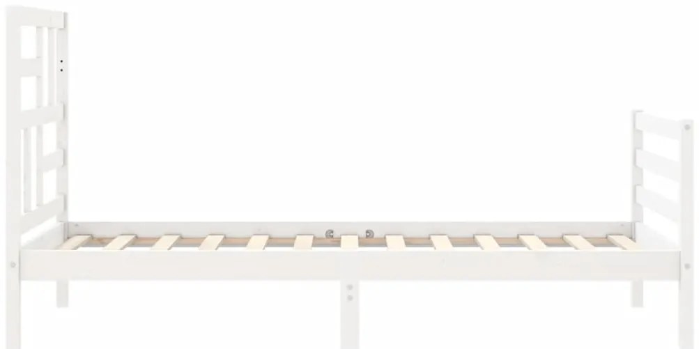 Estrutura cama de solteiro c/ cabeceira madeira maciça branco