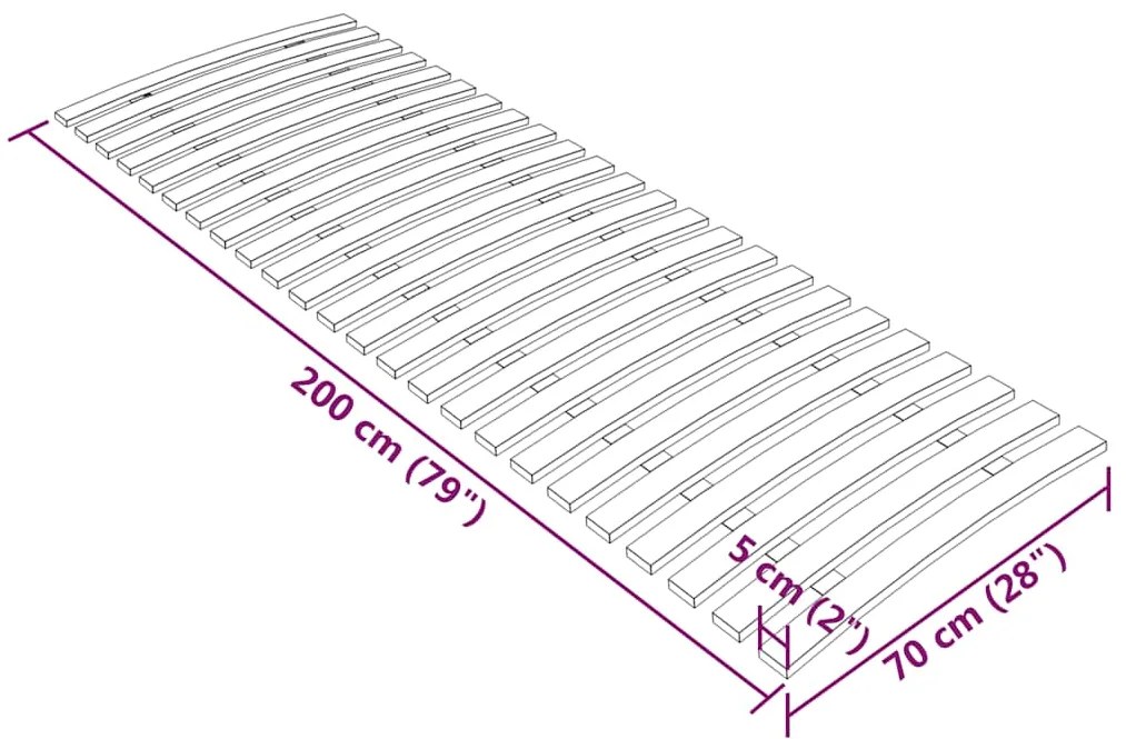 Substituição de ripas de cama com 24 ripas de 70x200 cm