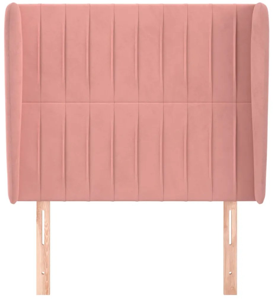 Cabeceira de cama c/ abas veludo 83x23x118/128 cm rosa