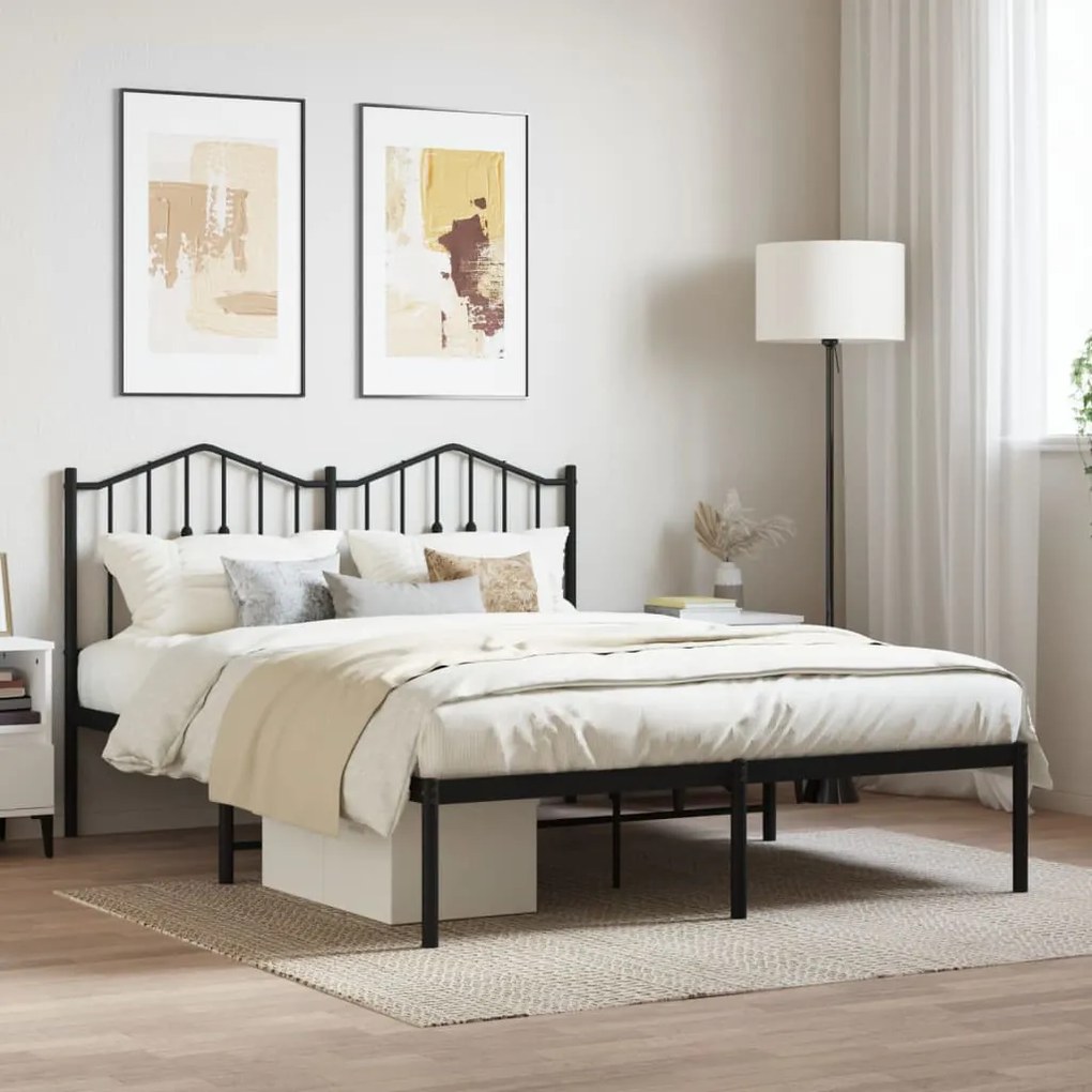 373789 vidaXL Estrutura de cama com cabeceira 140x190 cm metal preto