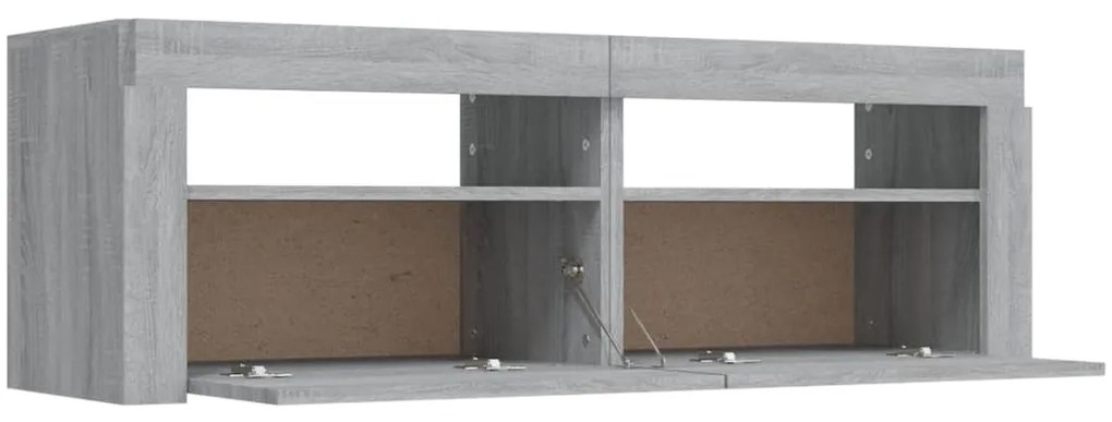 Móvel de TV com luzes LED 120x35x40 cm cinzento sonoma