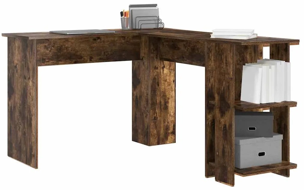 Mesa de Canto com Armazenamento Carvalho Defumado 140x113,5x75cm