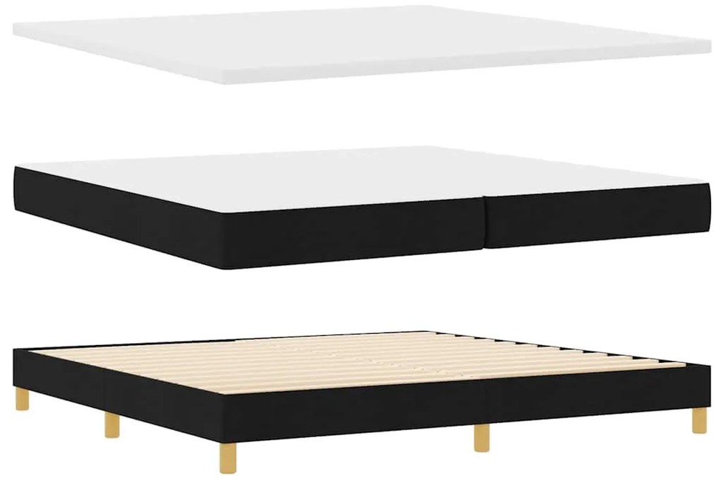 Cama Box Spring com Colchão Preta 200x200 cm Tecido
