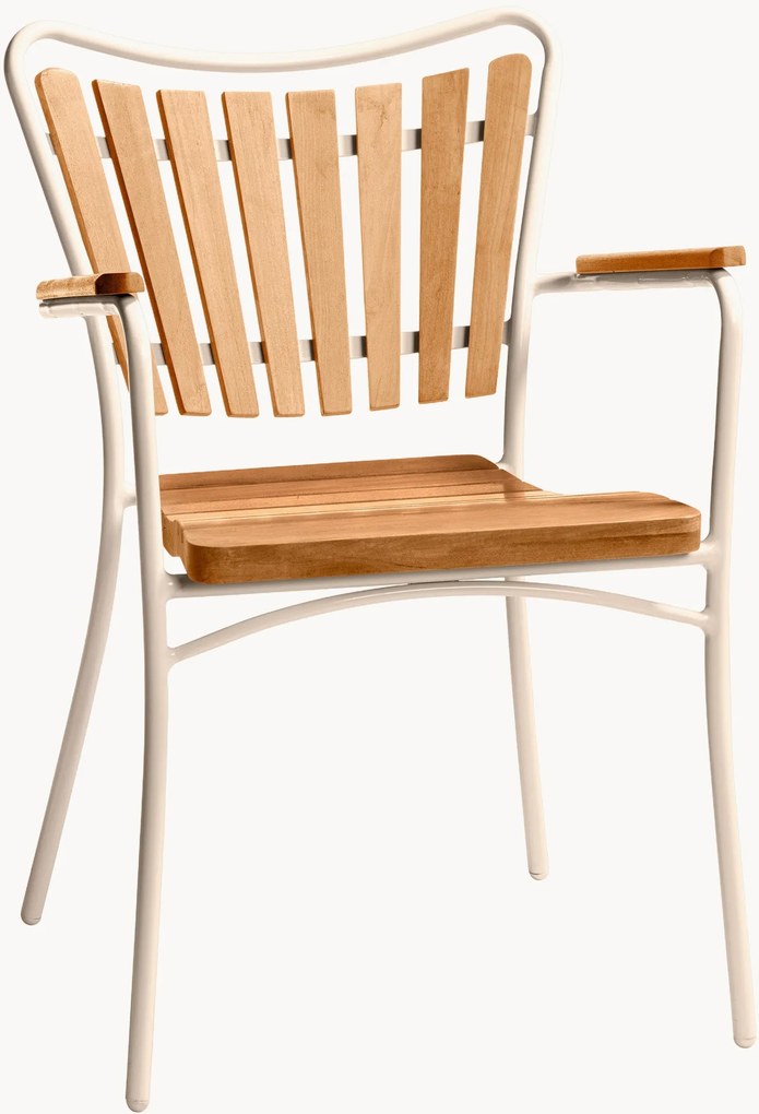 Cadeira de jantar empilhável com braços em madeira de teca para jardim Ellen
