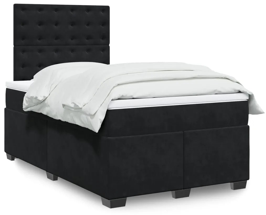 Cama boxspring com colchão 120x190 cm veludo preto