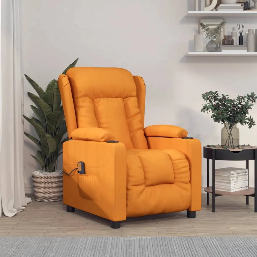 vidaXL Poltrona de massagens tecido amarelo
