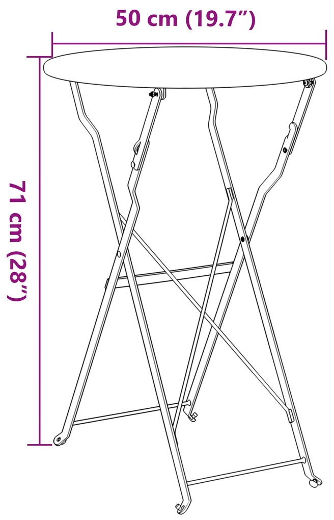 Mesa de Jardim Dobrável Light Mint Ø50x71 cm Aço