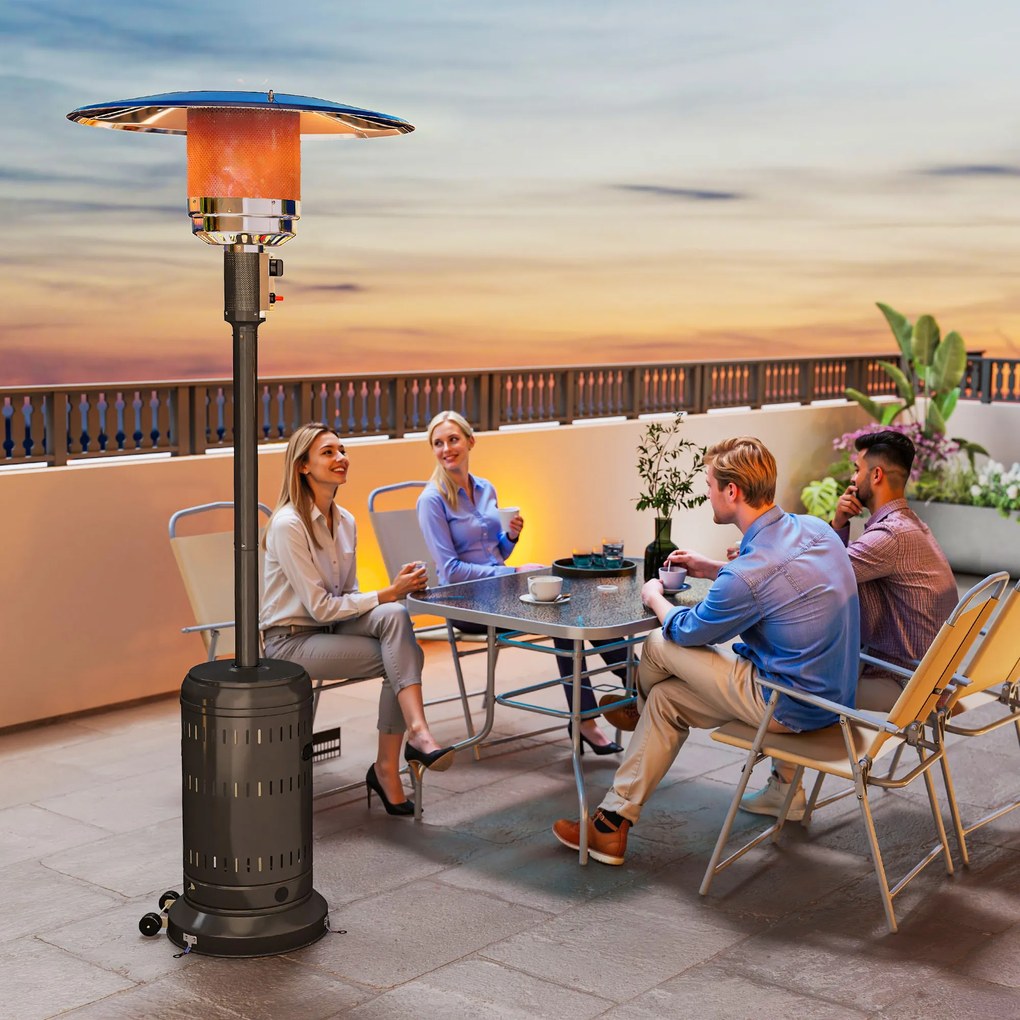 Aquecimento exterior para terraço  82 x 82 x 223 cm aquecedor a gás portátil de 11 kW, níveis de aquecimento reguláveis, preto