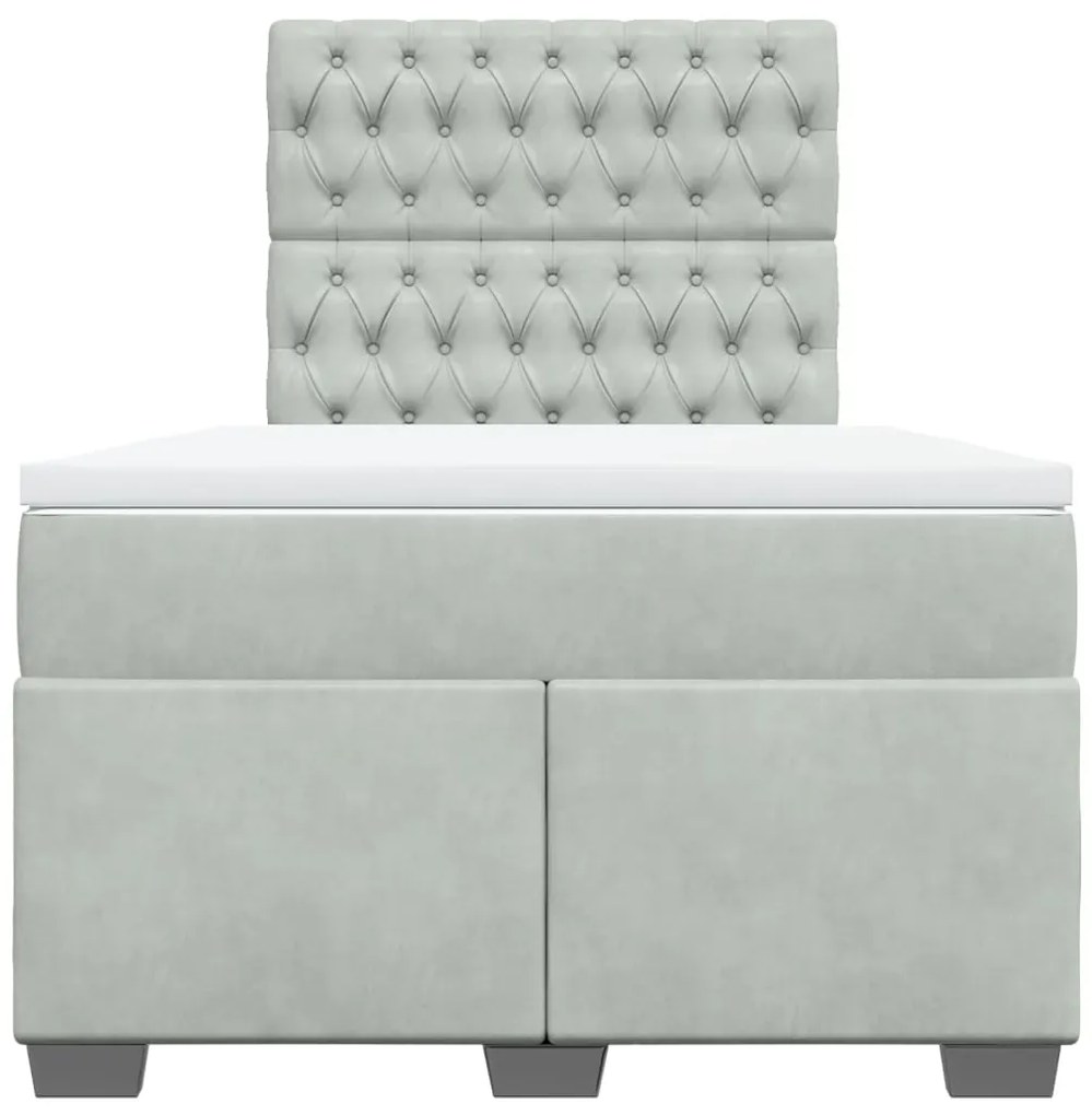 Cama boxspring com colchão 120x190 cm veludo cinzento-claro