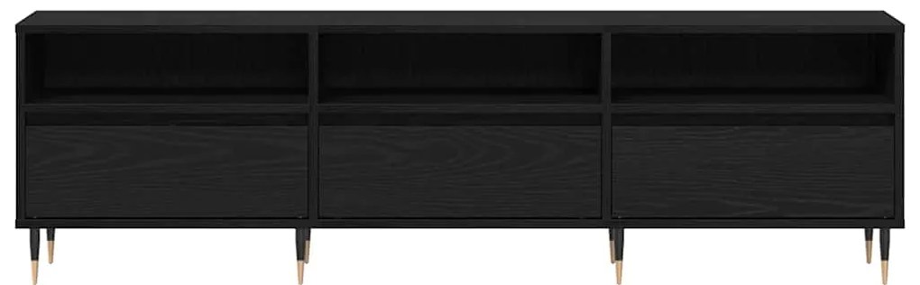Armário de TV Carvalho Preto 150x30x44,5 cm Madeira Engenheirada