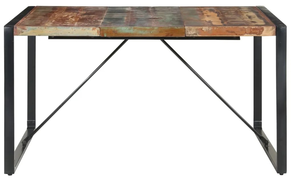 Mesa de jantar 140x140x75 cm madeira recuperada maciça