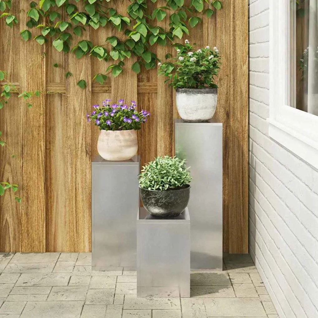 Suportes para Plantas de Exterior Pilar 3 pcs Aço Inoxidável