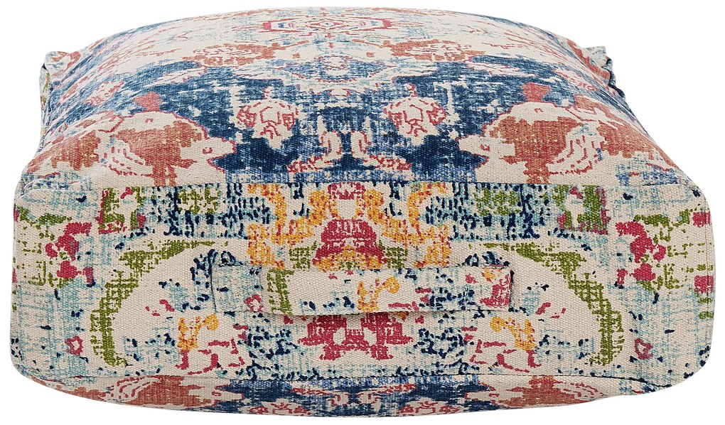 Pufe de algodão multicolor 50 x 50 x 20 cm OUED Beliani