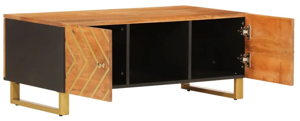 Mesa de centro 100x54x40 cm mangueira maciça castanho e preto
