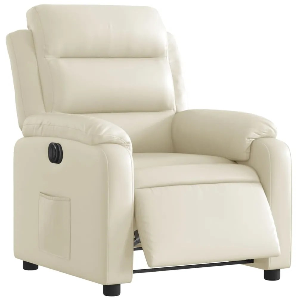 Poltrona reclinável elétrica couro artificial cor creme