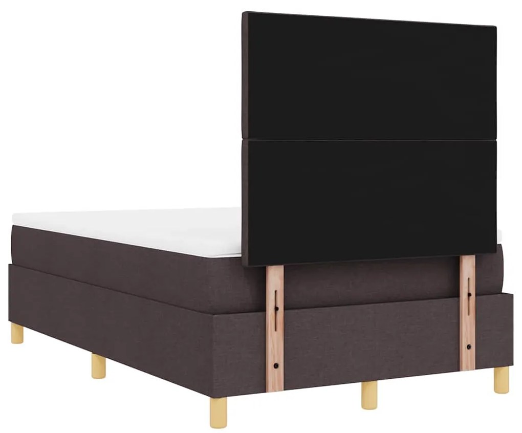 Cama Box com Colchão e LED Castanho Escuro 120x190 cm Tecido