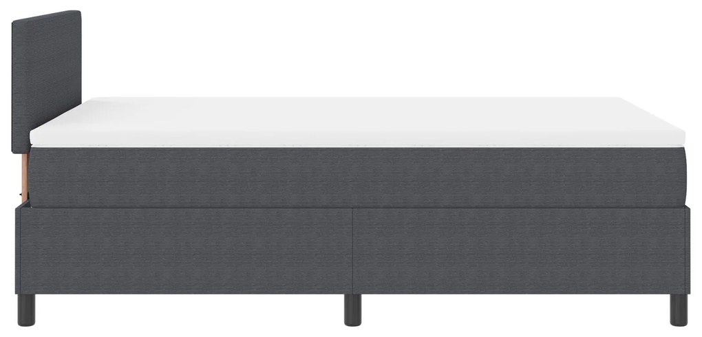 Cama Box Spring com Colchão Cinza Escuro 120x200 cm Tecido de Corduroy