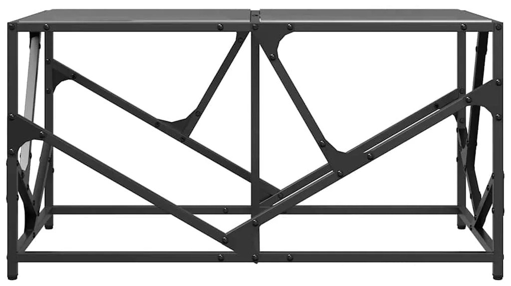 Mesa de centro com topo em vidro preto 78,5x40x41 cm aço