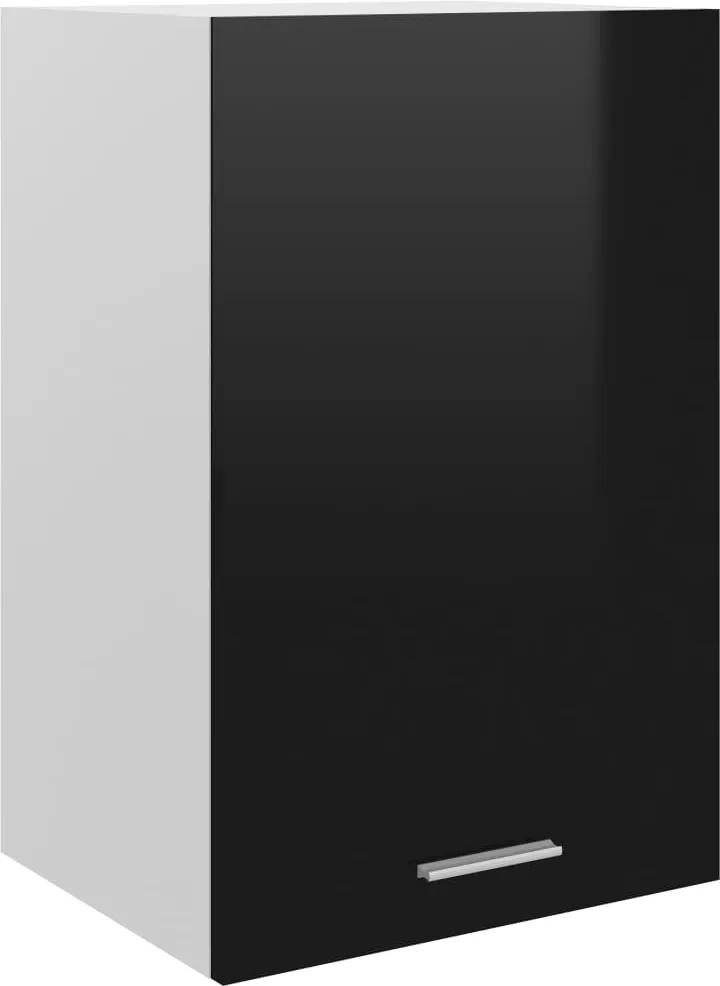Armário de parede 39,5x31x60 cm contraplacado preto brilhante