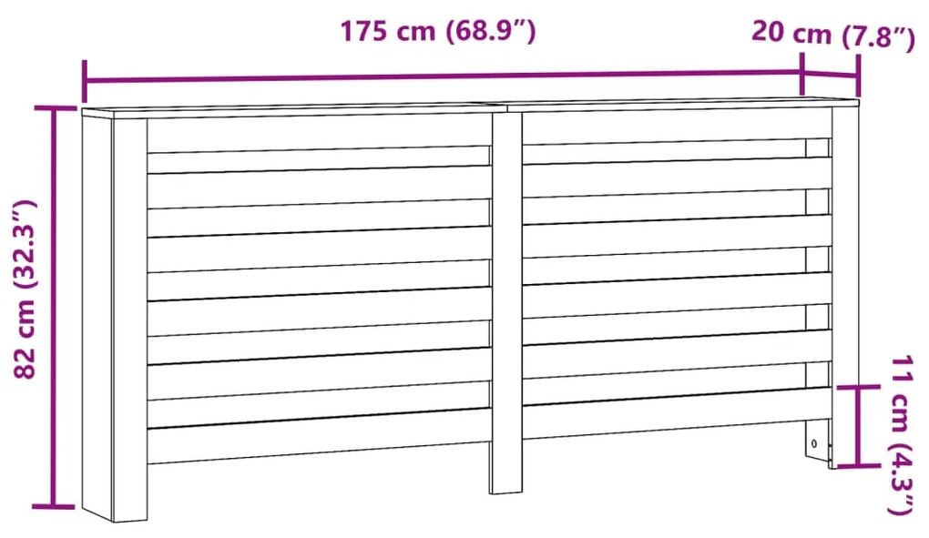 Cobertura de radiador derivados de madeira cinzento sonoma