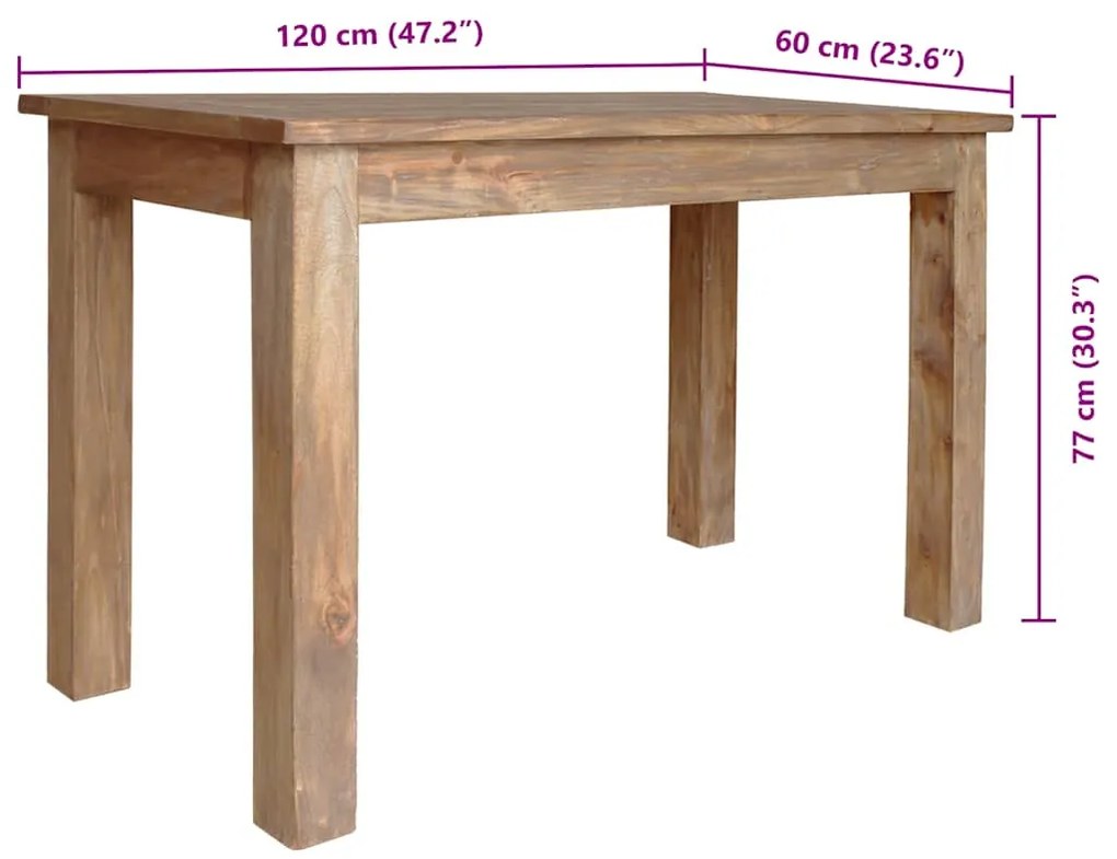 Mesa de jantar madeira de mogno maciça 120x60x77 cm