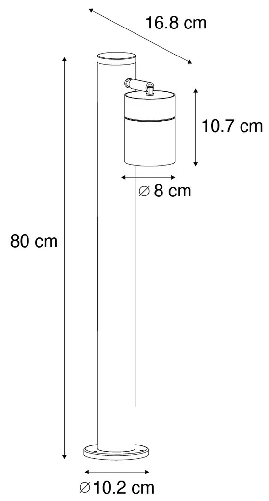 Candeeiro de pé para exterior preto 80 cm AR70 ajustável IP44 - Solo Design,Moderno