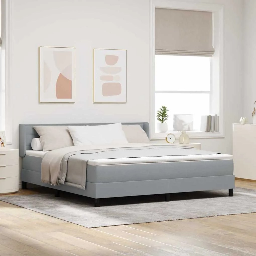 vidaXL Cama Box com colchão Cinzento-claro 200 x 180 cm Poliéster