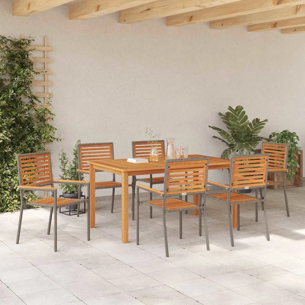 Conjunto de Jantar de Jardim 7 pcs Cinzeto 150 x 90 x 74 cm