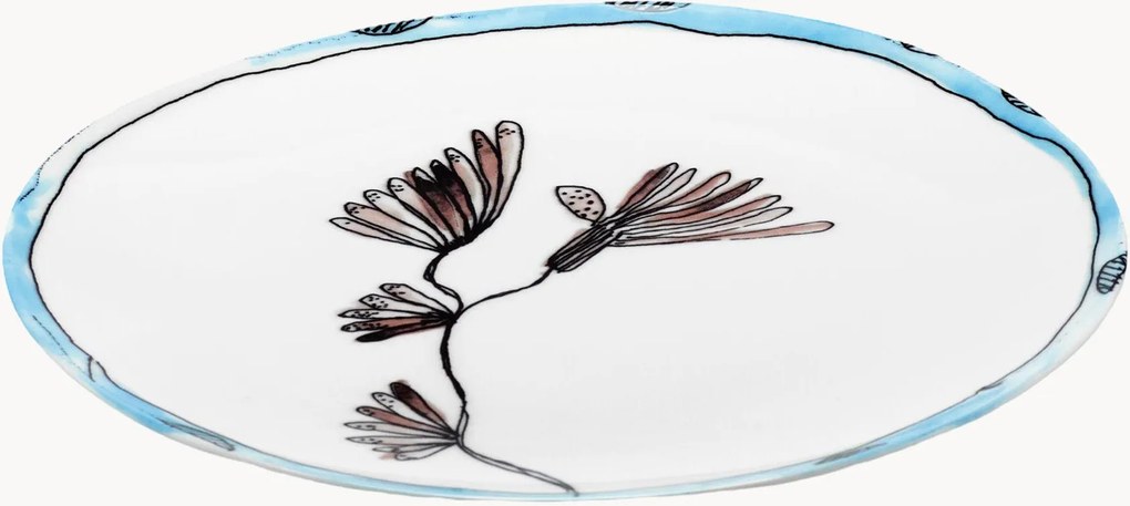 Pratos de pequeno-almoço em porcelana Fine Bone China Midnight Flowers, conjunto de 2