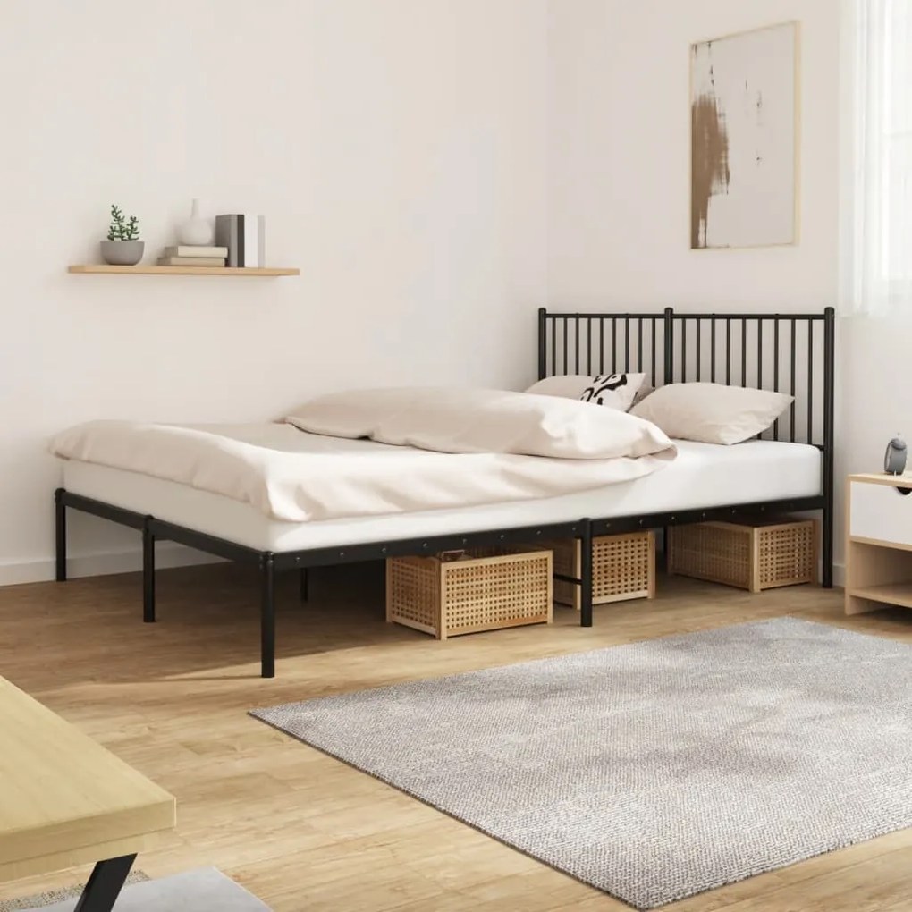 vidaXL Estrutura de cama com cabeceira 160x200 cm metal preto