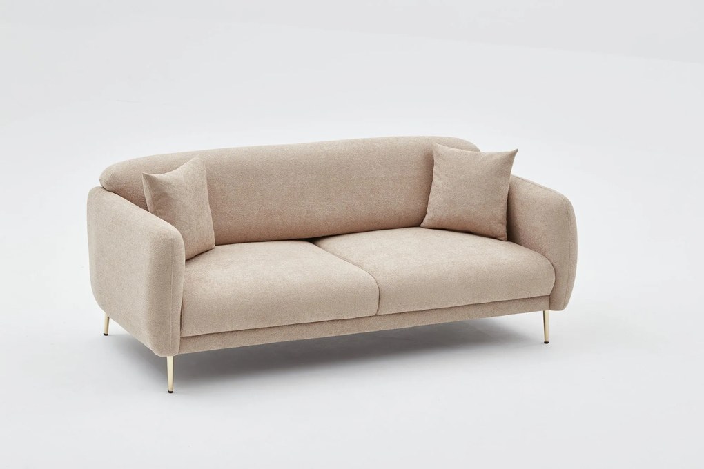 Sofá-Cama de 3 Lugares Simena – Bege Dourado – 210 cm