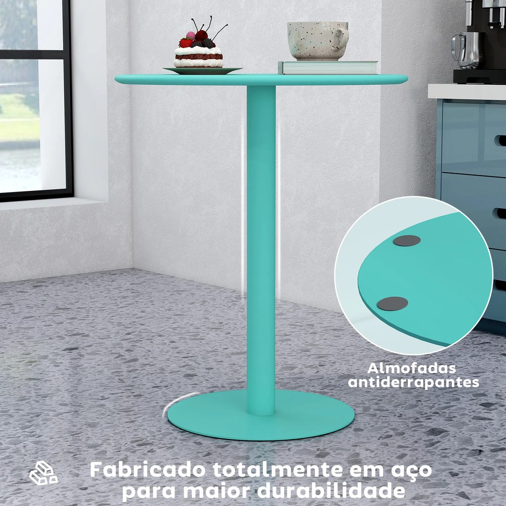 Mesa de Refeição Redonda para 2 Pessoas (CADEIRAS NÃO INCLUIDAS) Mesa de Cozinha de Aço para Interior e Exterior Ø60x72 cm Verde